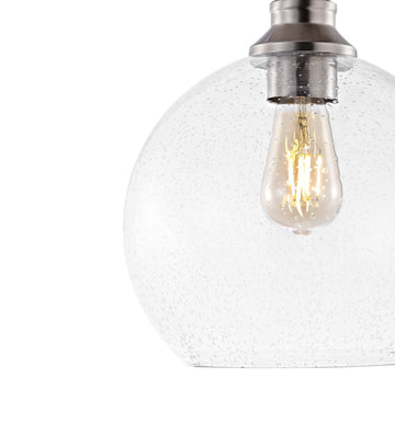 Marla 9.75" Bohemian Farmhouse Iron/Seeded Glass LED Semi Flush Mount - JONATHAN Y